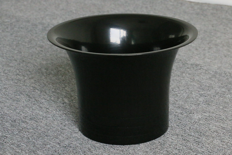 Bright black hemisphere flower pot